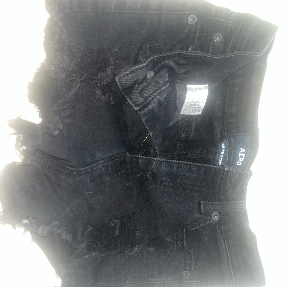 AERO Black Distressed Denim Shorts